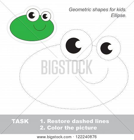 Ellipse in vector to be traced. Restore dashed line and color the picture. Trace game for children.