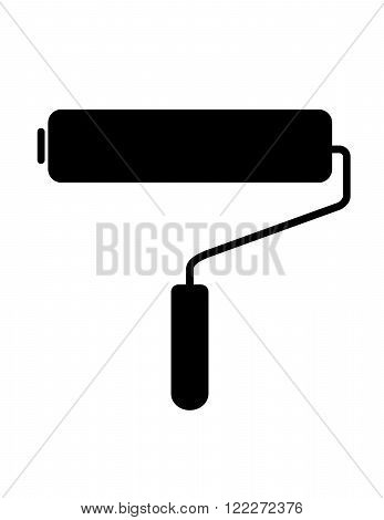 Vector paint roller silhouette in black and white