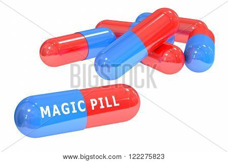set of magic pills isolated on white background