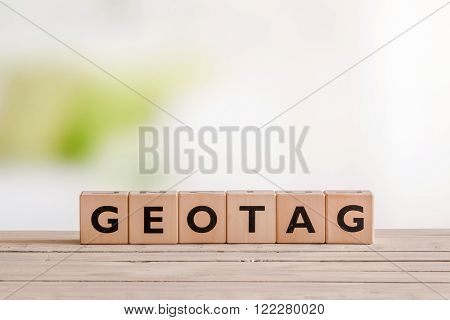 Geotag Sign On A Table