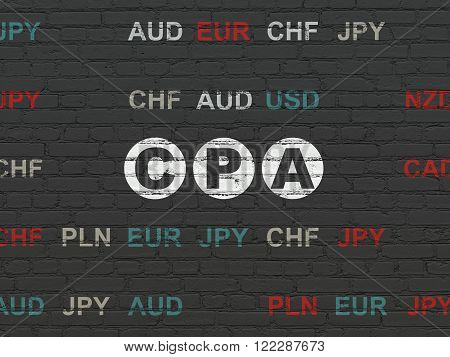 Finance concept: CPA on wall background