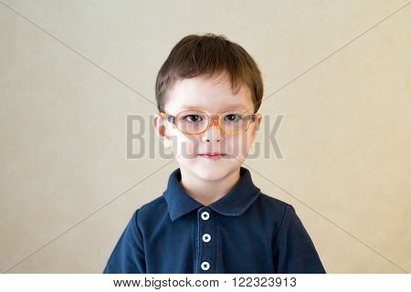 Portrait of a boy with glasses. Ophthalmology. Vision.