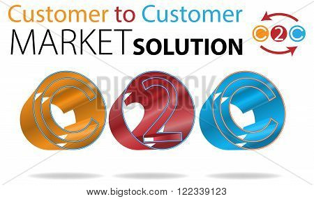 Vector Concept Customer to Customer Market Solution Illustration