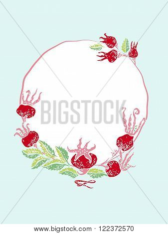 Vector dogrose vintage frame for wedding or greeting card
