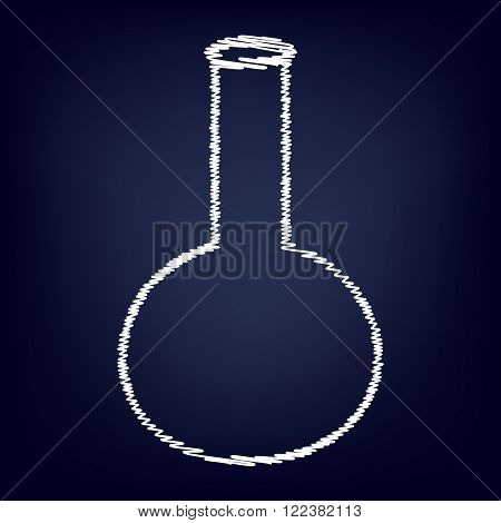 Tube. Laboratory glass sign. Chalk effect on blue background