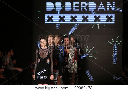 ISTANBUL, TURKEY - MARCH 16, 2016: Models showcase the latest creations of DB Berdan in Mercedes-Benz Fashion Week Istanbul