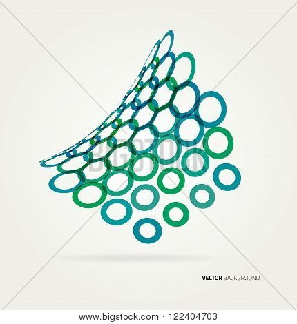 Abstract color wave circles template. Vector illustration