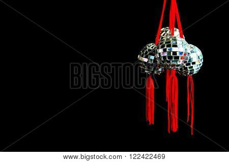 Chinese Disco balls Mirror Balls Isolated on Dark Background