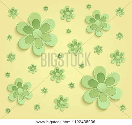 Flowers Spring paper 3D yellow green wallpaper raster