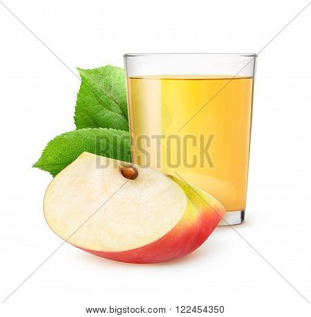 Glass of apple juice isolated on white with clipping path