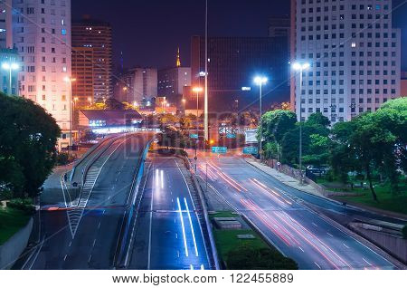 Lights's city in downtown Sao Paulo Brazil