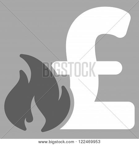 Pound Financial Fire vector icon. Pound Financial Fire icon symbol. Pound Financial Fire icon image. Pound Financial Fire icon picture. Pound Financial Fire pictogram. Flat pound financial fire icon.