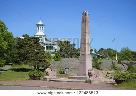 HANKO, FINLAND - JUNE 12, 2015: The monument of Liberty in Hanko on a sunny june day. The landmark of Hanko