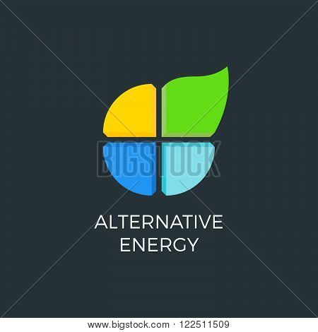 Alternative energy sources. Templates for renewable energy or ecology logo. Four elements icon.