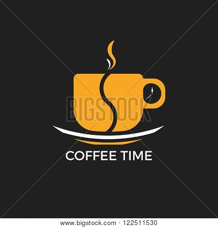 Coffee time vector illustration. Cup with clock.