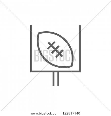 Gate and ball for rugby line icon.
