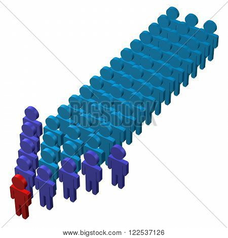 Concept : leadership isolated on white background. 3D render.