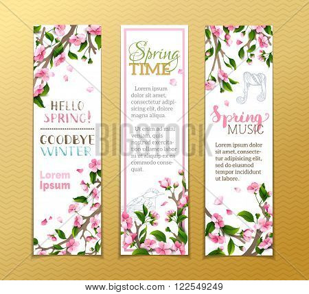 Vector Set Of Vertical Spring Banners.