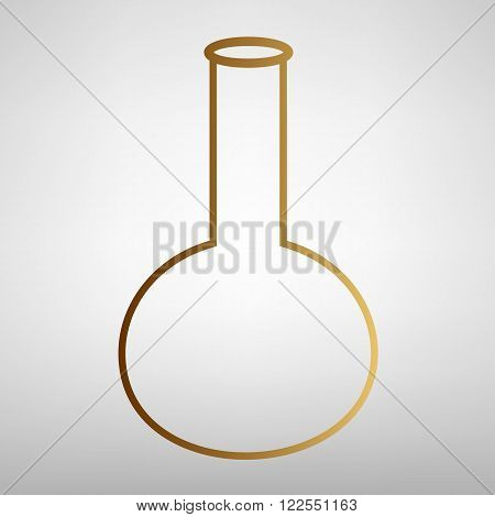 Tube. Laboratory glass sign. Flat style icon with golden gradient