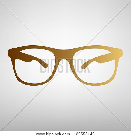 Sunglasses sign. Flat style icon with golden gradient