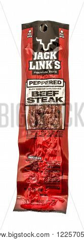 Winneconne WI - 25 August 2015: A stick of Jack Links beef steak in peppered flavor