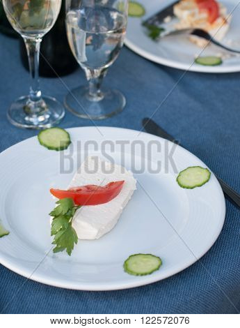 Picture of a Cheese on a plate in restaurant