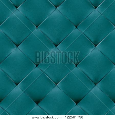 turquoise genuine leather upholstery background. Luxury pattern.