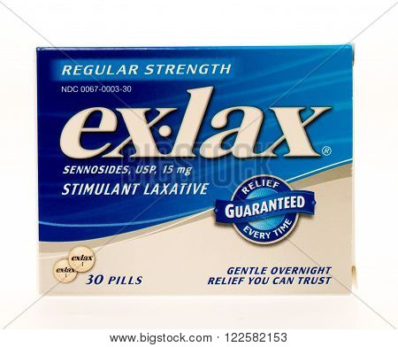 Winneconne, WI -26 Sept 2015: Box of Ex-lax laxitive.