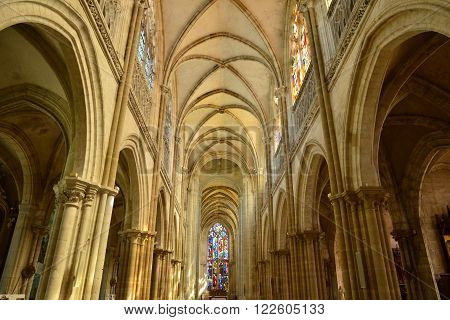 Les Andelys France - august 10 2015 : the collegiate church build in de 1225