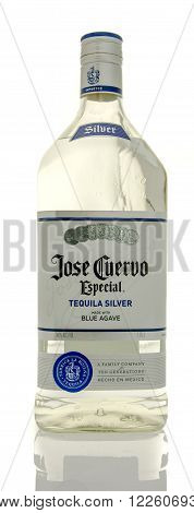 Winneconne, WI - 10 March 2016: A bottle of Jose Cuervo tequila silver