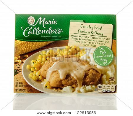 Winneconne WI - 7 Feb 2016: Box of Marie Callender's meal in country fried chicken & gravy flavor.