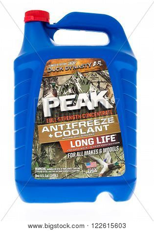 Winneconne WI - 17 May 2015: Bottle of Peak antifreeze and coolant.