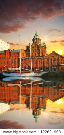 Embankment In Helsinki At Summer Evening, Finland.