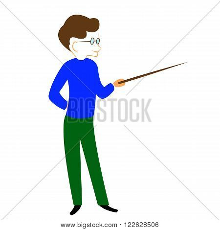 Vector Image Of Boy With Pointer. Vector EPS 10