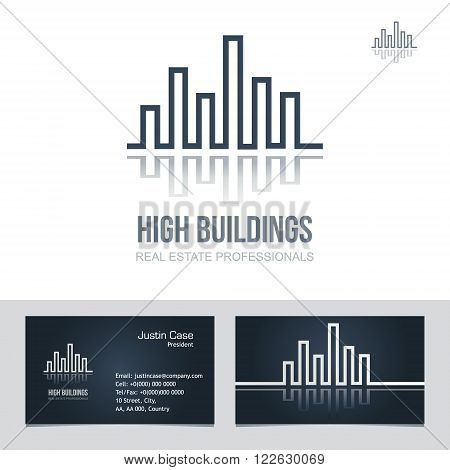 Real Estate Business sign & Business Card vector template for architecture bureau home insurance brokerage building & renovation business. Business graphics. Corporate web site element. Sample text