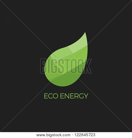 Abstract vector green leaf logo design template. Eco energy symbol. Paper leaf. Origami