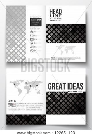 Set of business templates for brochure, magazine, flyer, booklet or annual report. Abstract polygonal background, modern stylish sguare design silver vector texture.