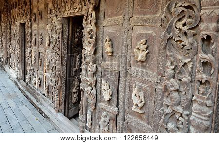 Wall of Shwenandaw Kyaung Temple in Mandalay