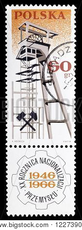 POLAND - CIRCA 1966 : Cancelled postage stamp printed by Poland, that shows Pit head.