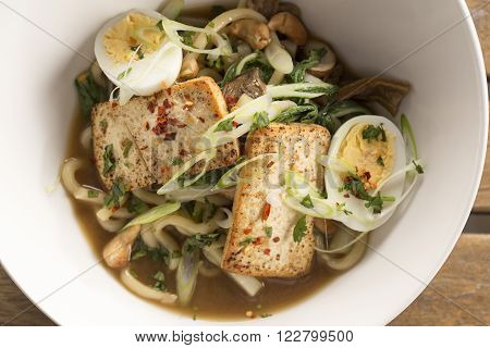 Oriental wild mushroom, tofu & noodle ramen