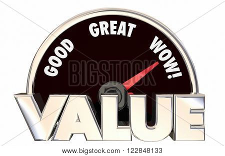 Value Top Best High Good Buy Purchase Speedometer 3d Words