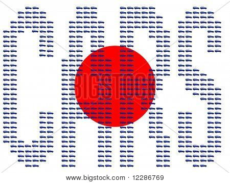 voitures voitures d'orthographe sur le drapeau japonais JPG