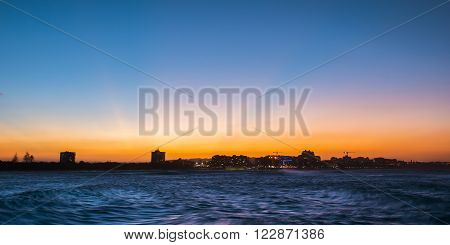 Mooloolaba beach at dusk. Sunshine Coast, Queensland.