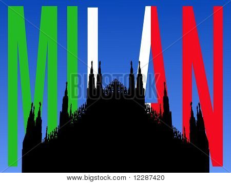 Duomo Milan İtalyan bayrağı metin çizim ile