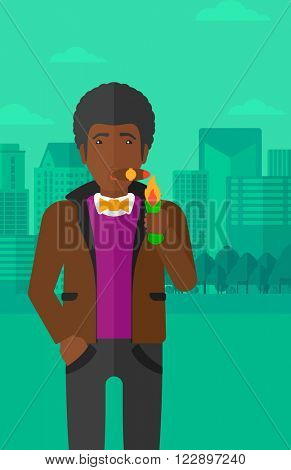 Man smoking cigar.