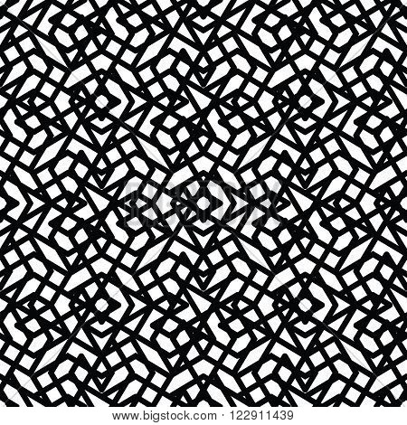 Monochrome seamless pattern with parallel lines black and white infinite geometric mosaic textile abstract vector textured web visual covering.