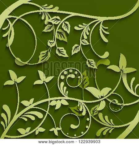 Abstract leaves on a green background. Vector lillustration.