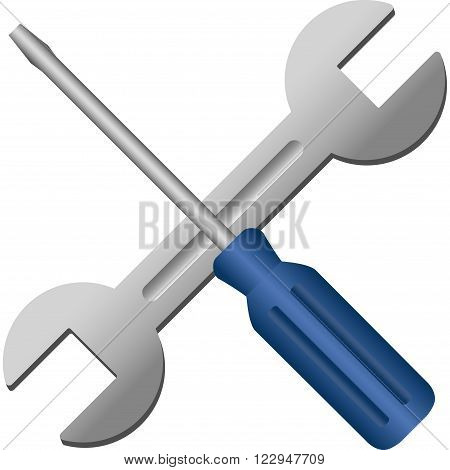 Options vector toolbar icon. Wrench and screwdriver instruments.