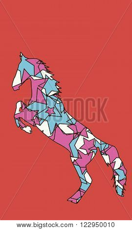 Colored horse silhouette stand up vector illustration