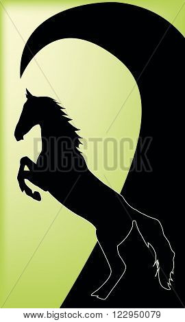 Black silhouette stand up horse and wave vector illustration